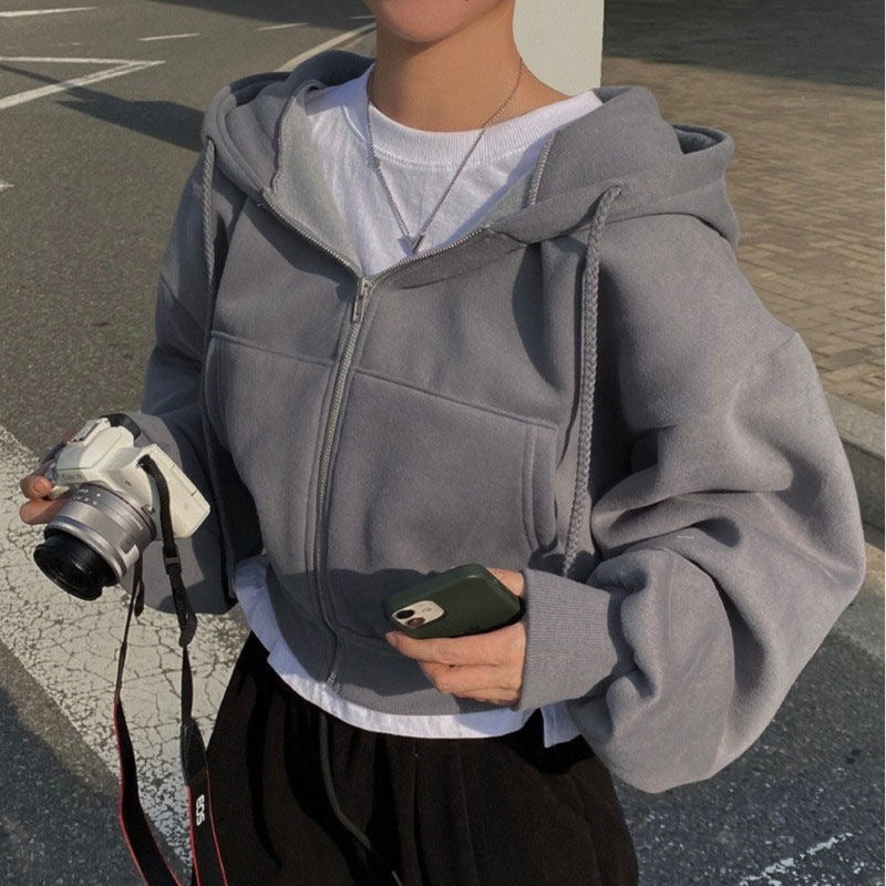 Hooded Zip-Up Crop Top