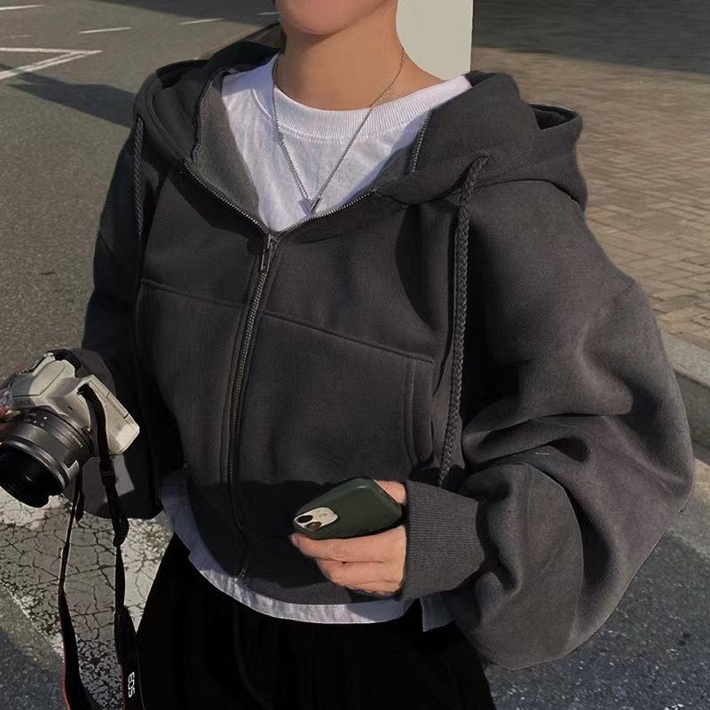 Hooded Zip-Up Crop Top