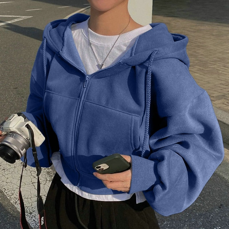 Hooded Zip-Up Crop Top